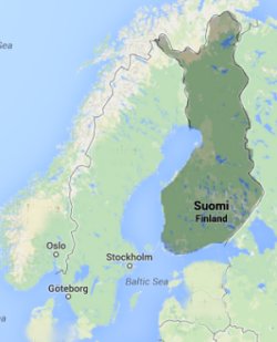 Finland visas mörkgrönt.