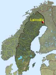Här mellan Gällivare och Pajala, norr om Lovika mynnar Laino älv ut i torneälven.