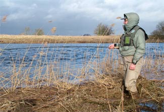 Fishing in the river's lower part, by the sea