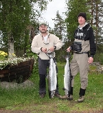 Niklas Hapasari och Ismo Hyvärinen 2 finska fiskare med Laxar tagna i jockfall.